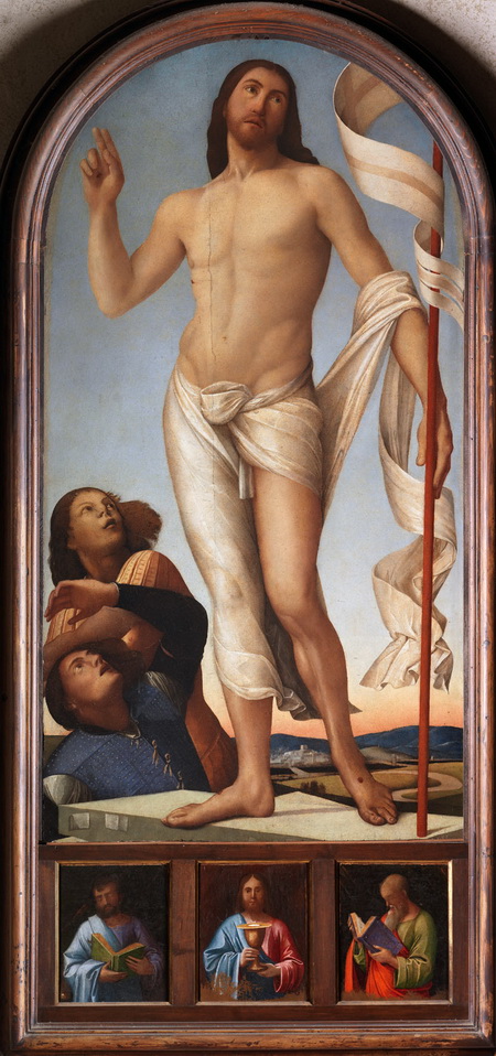 Alvise Vivarini Cristo risorto, San Marco, Cristo, San Giovanni Evangelista, 1497 – 98