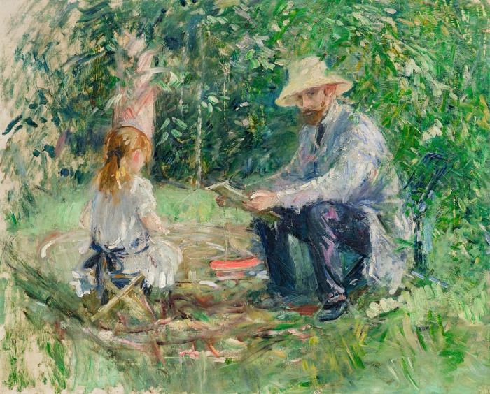 Berthe Morisot (1841-1895) Eugène Manet in giardino con sua figlia, 1883 Olio su tela,60 × 73,5 cm Collezione privata, CMR 138© Christian Baraja SLB