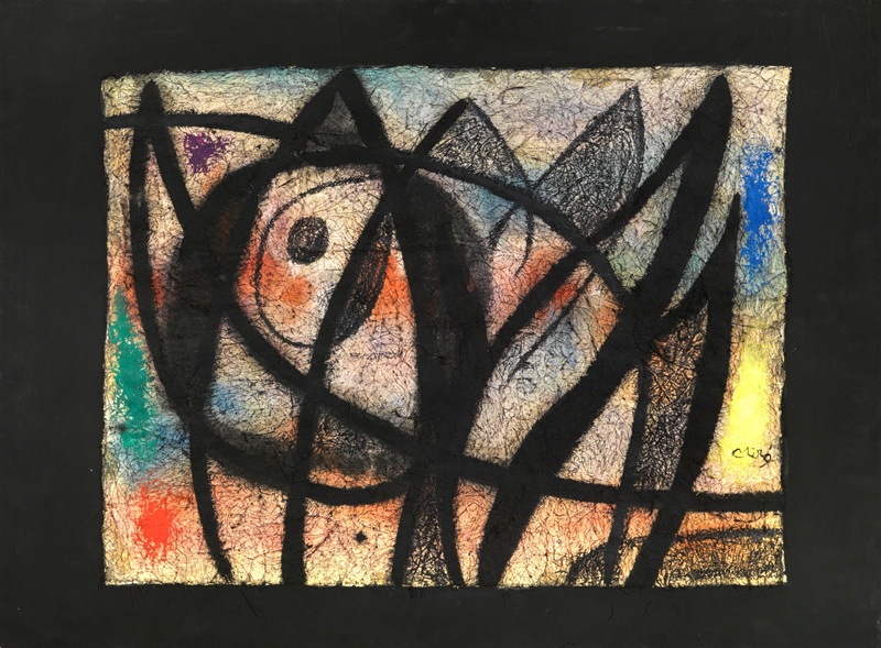 JOAN MIRÓ, Oiseau, 1972, olio, acquerello, gouache e pastello, 59x80cm_courtesy TornabuoniArte, esposta in BAF