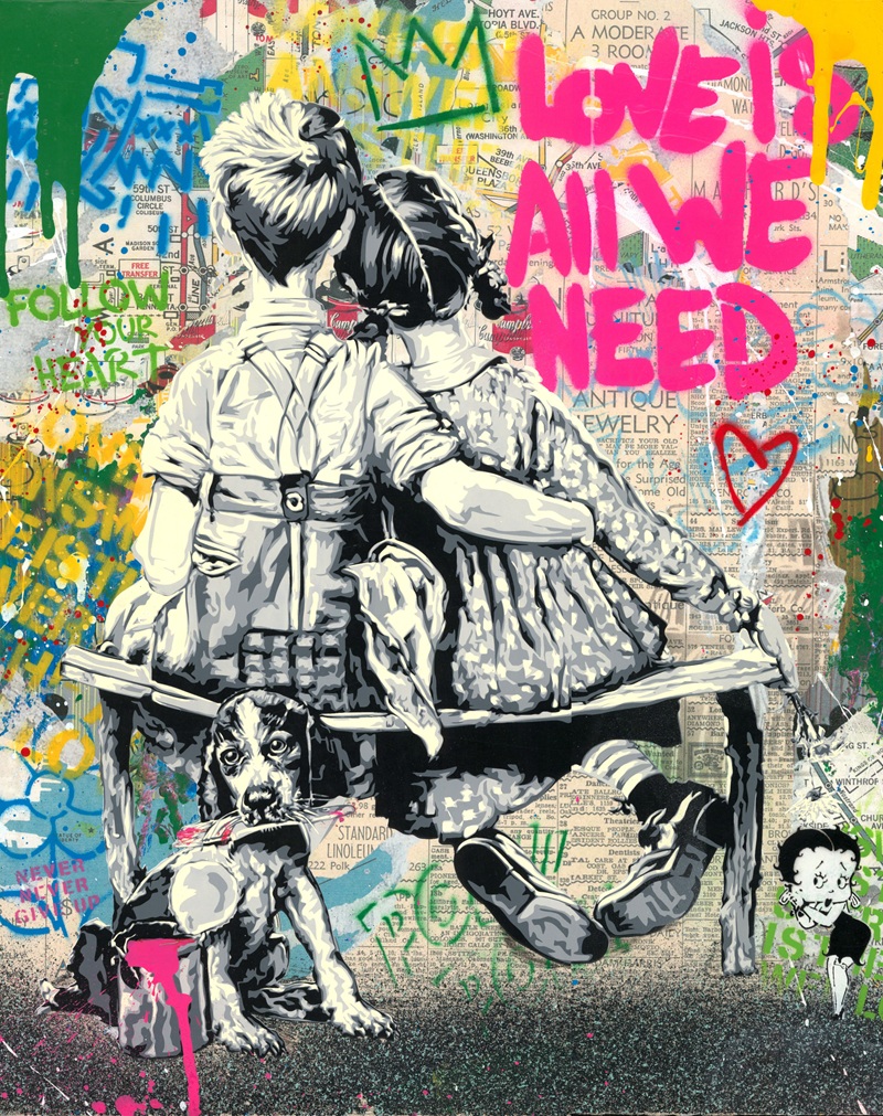 Mr.Brainwash, Work Well Together, Mixed media on paper, Unique work, 50x76cm, courtesy Galleria Deodato Arte, esposta in BAF