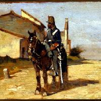 Giovanni Fattori, Soldato a cavallo, anni sessanta, Olio su tavola