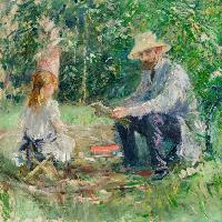 Berthe Morisot (1841-1895) Eugène Manet in giardino con sua figlia, 1883 Olio su tela,60 × 73,5 cm Collezione privata, CMR 138© Christian Baraja SLB